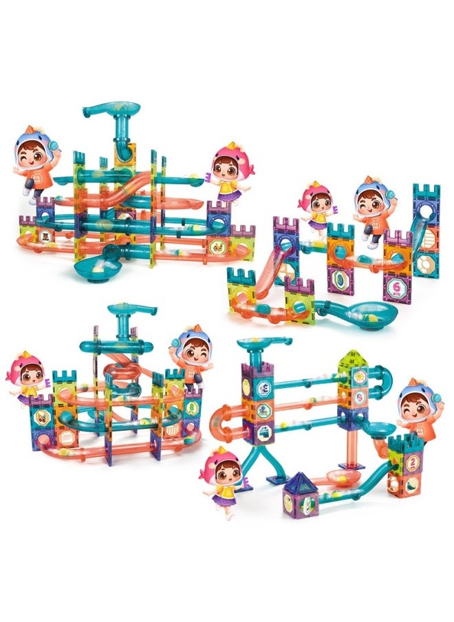 null - Children's Colorful Window Track Magnetic Sheet Stereo Ball Track Building Blocks Interactive Assembling Maze Slide Marbles Toy-Color:NO.CJ-2007 Magnetic Track Building Blocks 262 2.4kg - Image 1