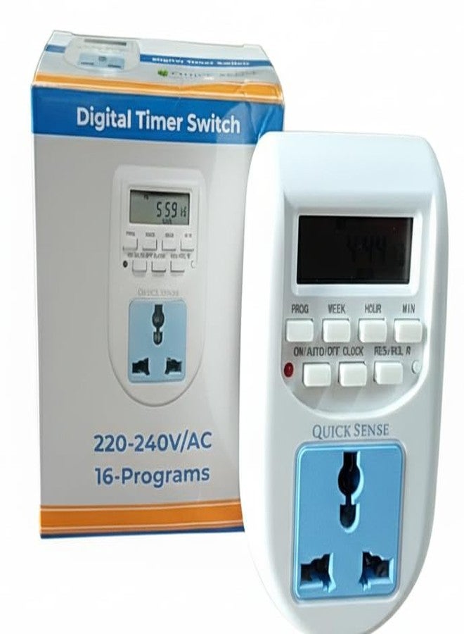 Quick Sense QS-T1 | Digital Programmable Timer Switch | LCD Display | 220-240V AC | 10A Plug-in Smart Controller | Energy Saving Automation | Pack of 6 - Image 2