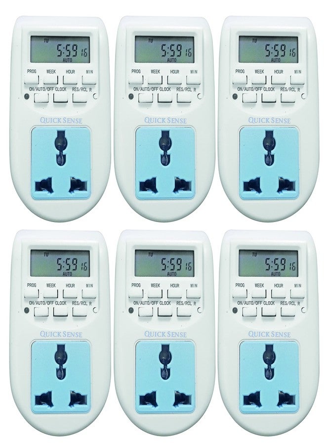 Quick Sense QS-T1 | Digital Programmable Timer Switch | LCD Display | 220-240V AC | 10A Plug-in Smart Controller | Energy Saving Automation | Pack of 6 - Image 1