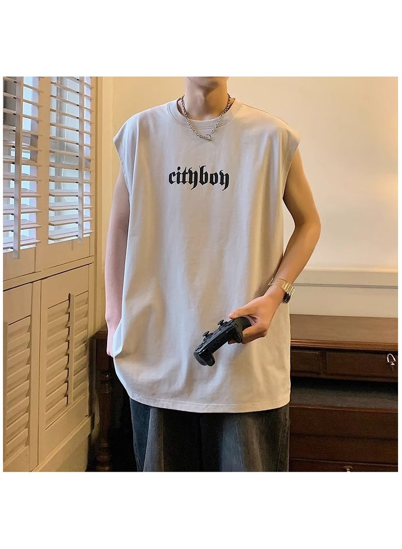 Summer Fashion Men's Printed Sports Fitness Sleeveless T-shirt  - Image 1