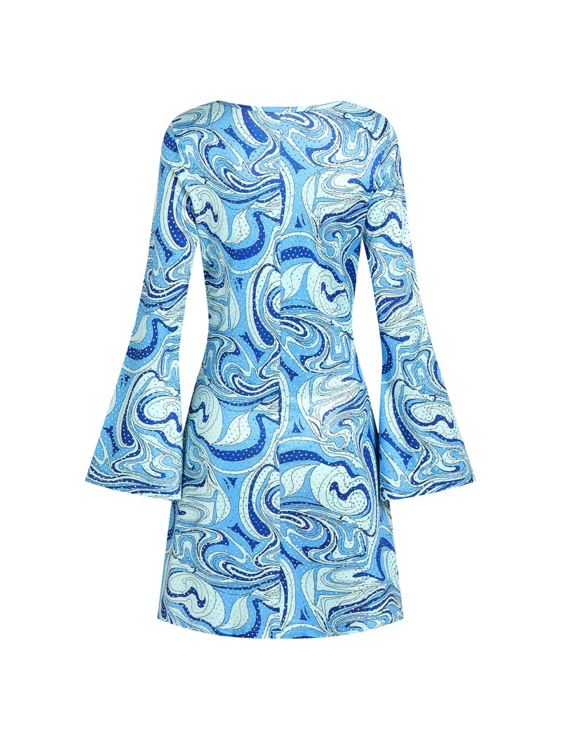 Deerjoke 70s Disco Outfit Women, 7 PCS 70's Disco Dress Costume Hippie Clothes Accessories Jewelry Halloween (Blue, XX-Large) - Image 3