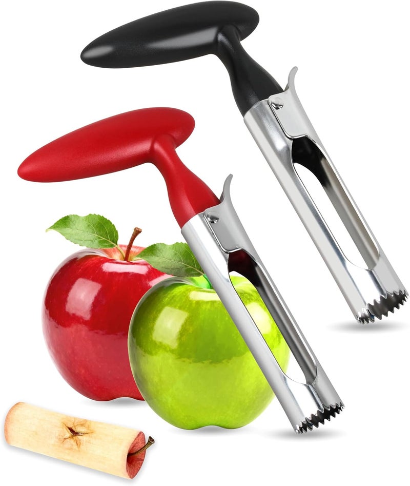 HOLEPU Apple Corer Remover - Apple Corer Tool, 304 Stainless steel, serrated blade, used for Coring apples, Red & Black Set of 2 - Image 1