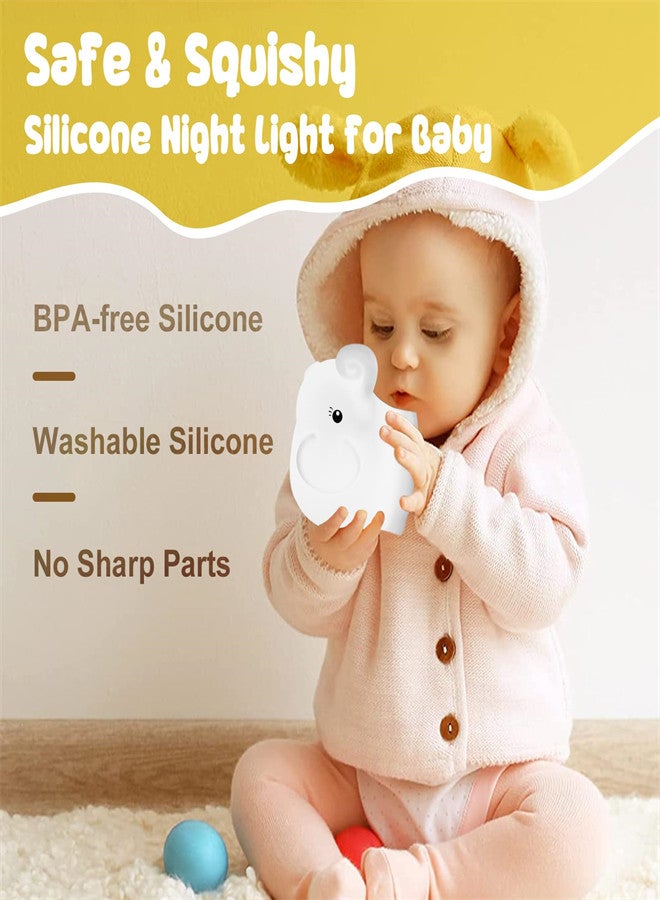 Nice Elephant Night Light for Kids Soft Silicone Bedside Night L 9 Color Baby Night Light with Remote Rechargeable Animal Kids Night L for Boys Girls Nursery Bedroom Kids Kawaii Gifts - Image 1