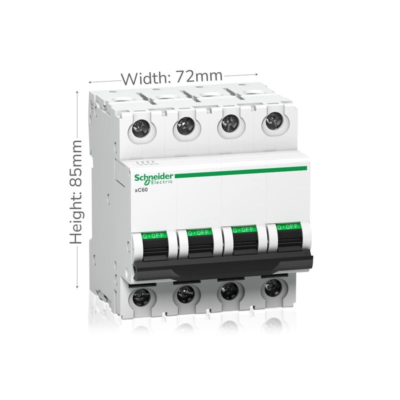LEONN Schneider Acti9 MCB A9N4P25C 25Amp 4 Pole MCB C Curve 10000A 10kA White Color Miniature Circuit Breaker Short Circuit Protection Overload Protection  - Image 4