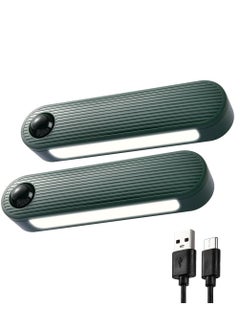Y&D Rechargeable Motion Sensor Night Light, Dimmable LED Lights for Kids Bedrooms Warm White Nightlights Magnetic USB Chargeable Room Bathroom Cabinet Closet Hallway (2 Pack, Green)  - Image 1