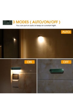 Y&D Rechargeable Motion Sensor Night Light, Dimmable LED Lights for Kids Bedrooms Warm White Nightlights Magnetic USB Chargeable Room Bathroom Cabinet Closet Hallway (2 Pack, Green)  - Image 2