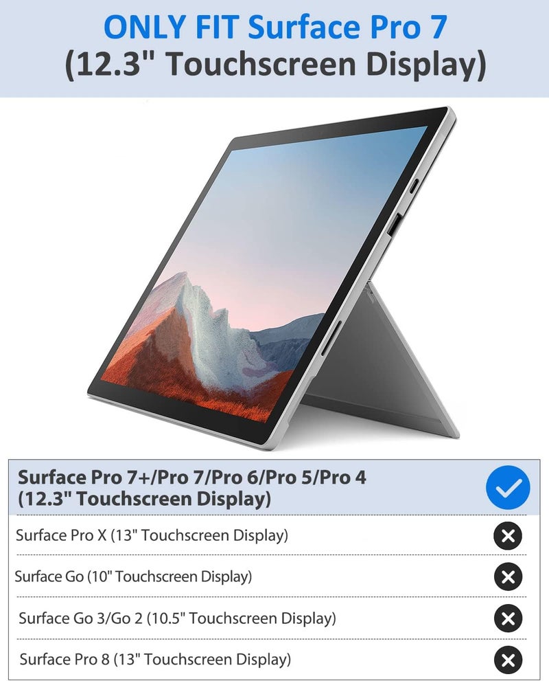 MoKo Tablet Back Skin Stick Decal for Microsoft Surface Pro 7 Plus (2021)/ Pro 7/ Pro 6/ Pro 5/Pro 4/Pro Lte, PU Leather protective Decal Body Skin Cover for Microsoft Surface Pro 7 Plus 2021, Black - Image 2