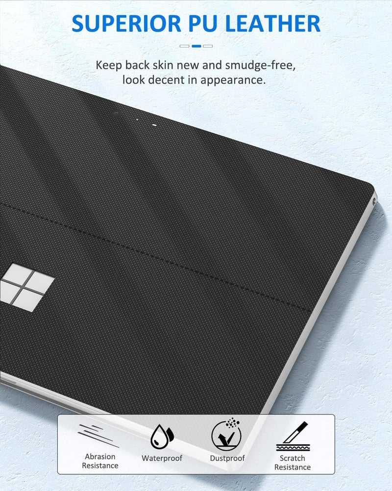 MoKo Tablet Back Skin Stick Decal for Microsoft Surface Pro 7 Plus (2021)/ Pro 7/ Pro 6/ Pro 5/Pro 4/Pro Lte, PU Leather protective Decal Body Skin Cover for Microsoft Surface Pro 7 Plus 2021, Black - Image 3