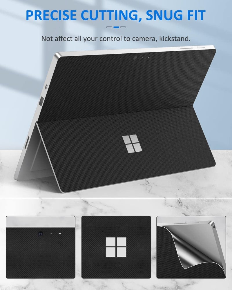 MoKo Tablet Back Skin Stick Decal for Microsoft Surface Pro 7 Plus (2021)/ Pro 7/ Pro 6/ Pro 5/Pro 4/Pro Lte, PU Leather protective Decal Body Skin Cover for Microsoft Surface Pro 7 Plus 2021, Black - Image 4