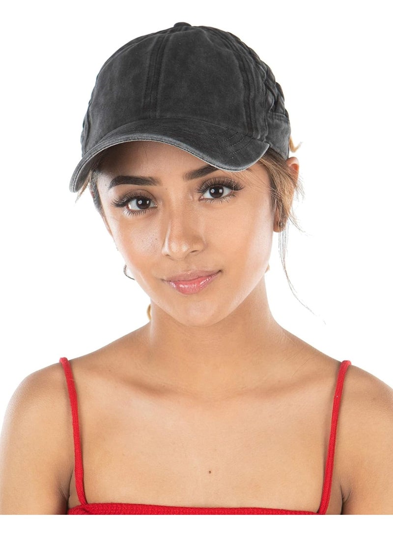 SOLARAE Criss Cross Baseball Cap, Adjustable Criss Cross Hat, High Bun Womens Ponytail Hat - Image 5