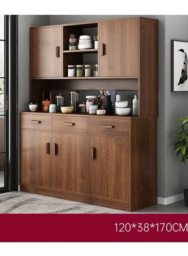 كلناميان خزانة تخزين مطبخ خشبية حديثة مع حجرات علوية وسفلية وبوفيه كبير السعة مع أدراج وأبواب ومنظم مخزن متعدد الوظائف لغرفة الطعام أو غرفة المعيشة 120 × 38 × 170 سم - Image 1