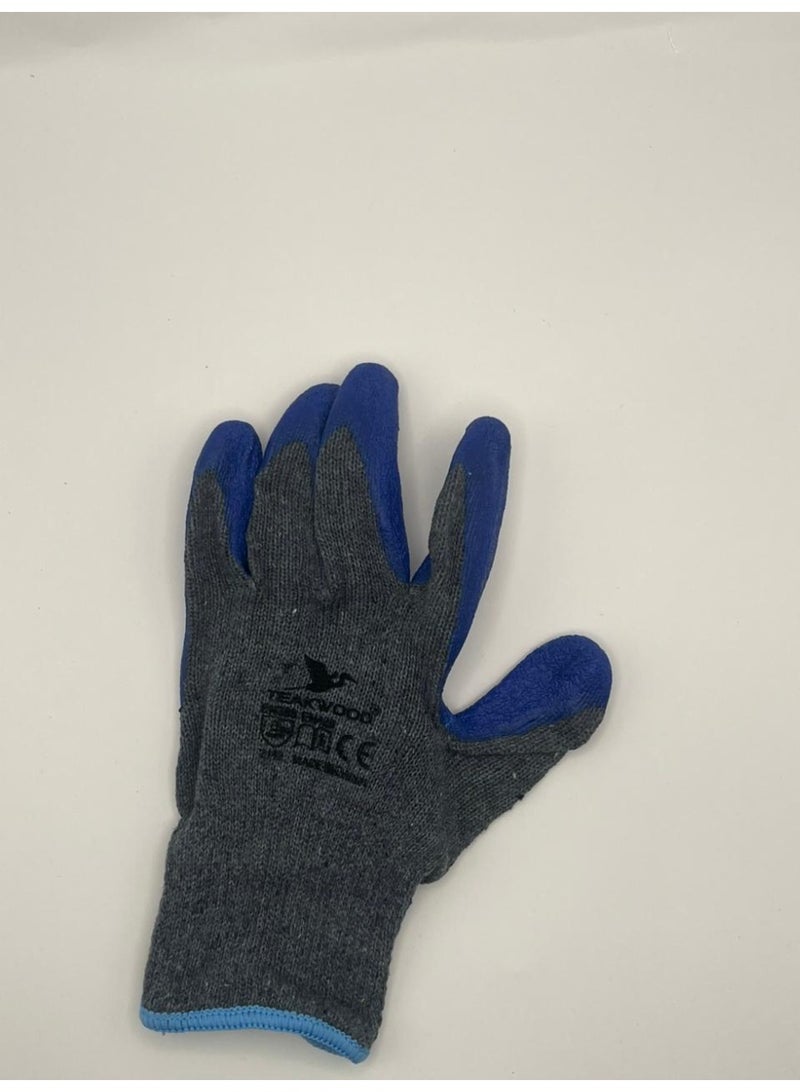 TEAKWOOD Latex Coated Industrial Safety Gloves – 1 Pair (Blue & Grey) - Image 2