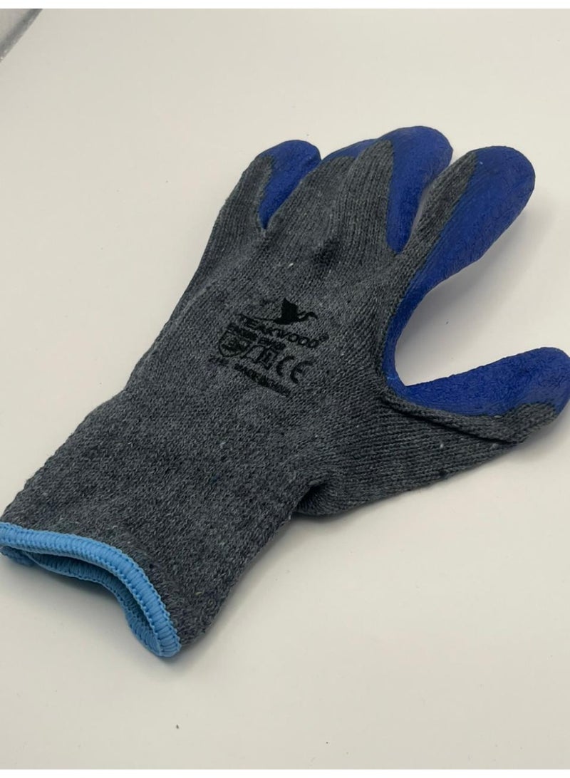 TEAKWOOD Latex Coated Industrial Safety Gloves – 1 Pair (Blue & Grey) - Image 3