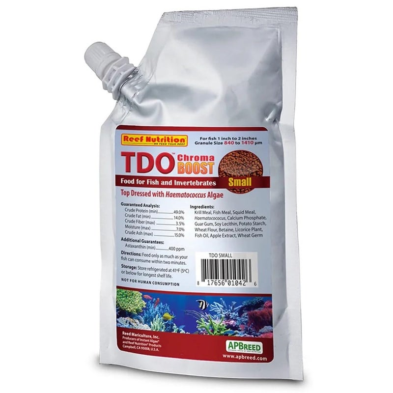 Reed Mariculture TDO Chroma Boost 3 Oz Reef Nutrition Pellet Aquarium Fish Food (Small Pellet 0.8-1.4mm for 1"-2" Fish)
