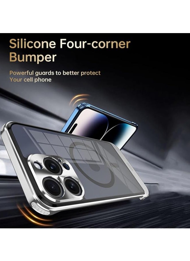 General - Frameless metal case for iPhone 16 Pro Max/16 Pro, compatible with MagSafe Clear PC Back Diffuser Case with Security Lock and Camera Protection - Image 1