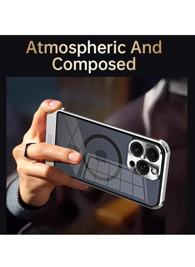 General - Frameless metal case for iPhone 16 Pro Max/16 Pro, compatible with MagSafe Clear PC Back Diffuser Case with Security Lock and Camera Protection - Image 1