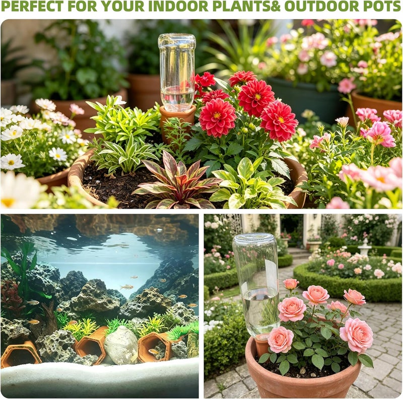 Tcamp 10 Pack Plant Watering Devices, Terracotta Plant Watering Spikes Wine Bottle Automatic Plant Waterer for Vacations, Self-Watering Stakes for Indoor Outdoor Plants - Image 3