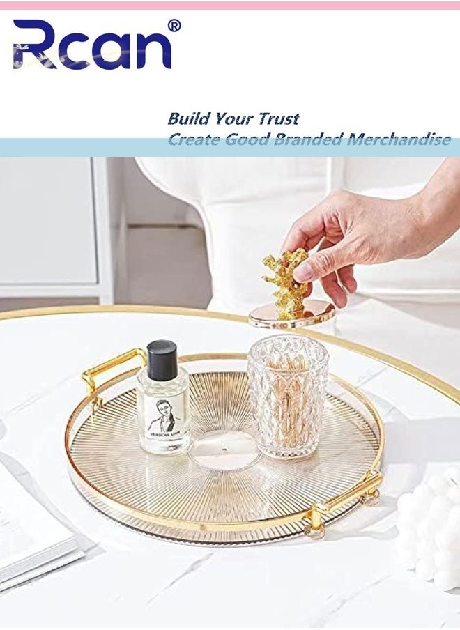 Rcan Gold Handle Acrylic Tray, Jewelry Decoration Tray, Candle Tray, Dressing Table and Bathroom Table Storage Tray  - Image 1