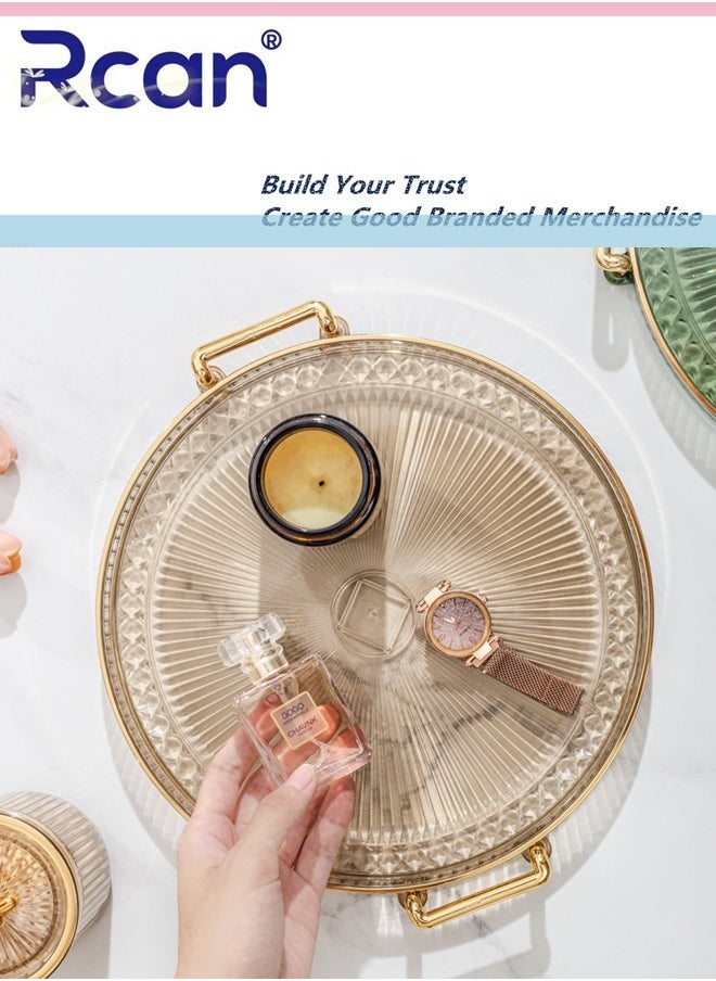 Rcan Gold Handle Acrylic Tray, Jewelry Decoration Tray, Candle Tray, Dressing Table and Bathroom Table Storage Tray  - Image 2