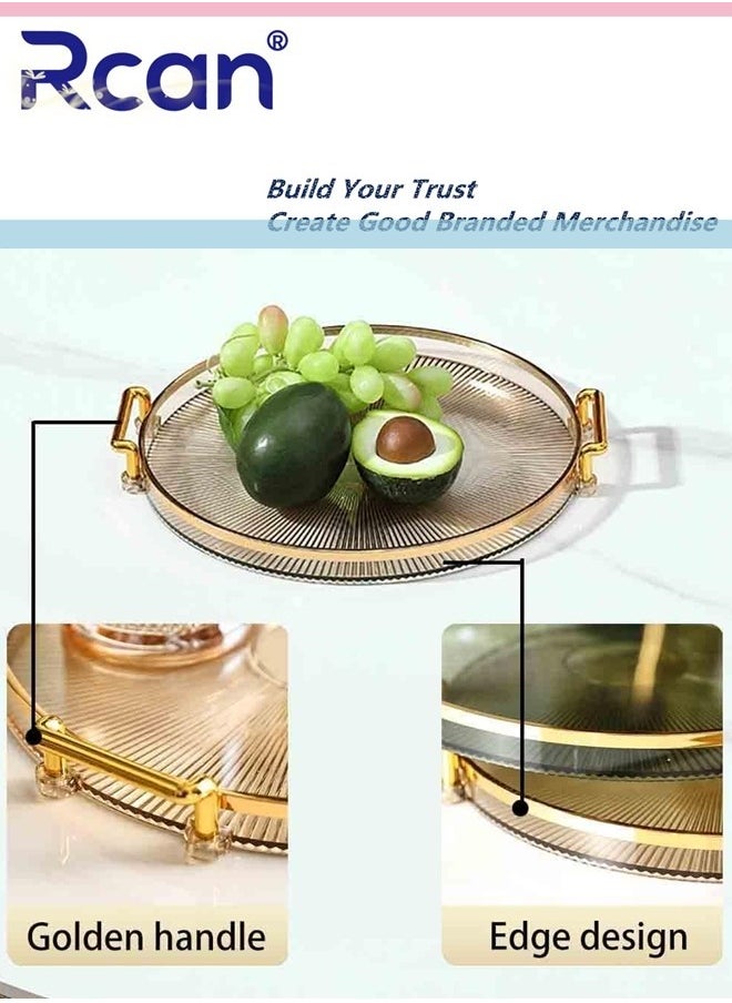 Rcan Gold Handle Acrylic Tray, Jewelry Decoration Tray, Candle Tray, Dressing Table and Bathroom Table Storage Tray  - Image 3