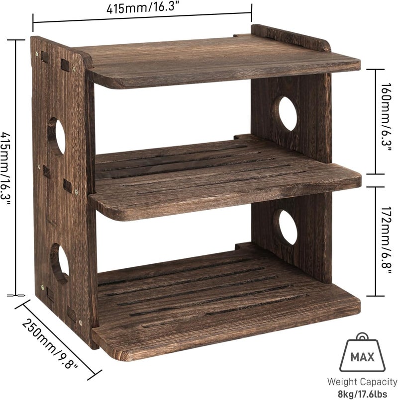 BEARUT Wood Floating Shelves Wall Mount Projector Shelf Rack Router Shelf Holder TV Stand PlayStation Modem Cable Box Cover for Xbox DVD Players Games Consoles TV Accessories Three Layer - Image 3