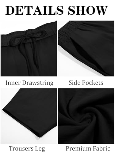 Runcati Mens Cotton Harem Capri Pants Yoga Beach Baggy 3/4 Shorts Pants Casual Elastic Waist Hippie Boho Pants Black - Image 5