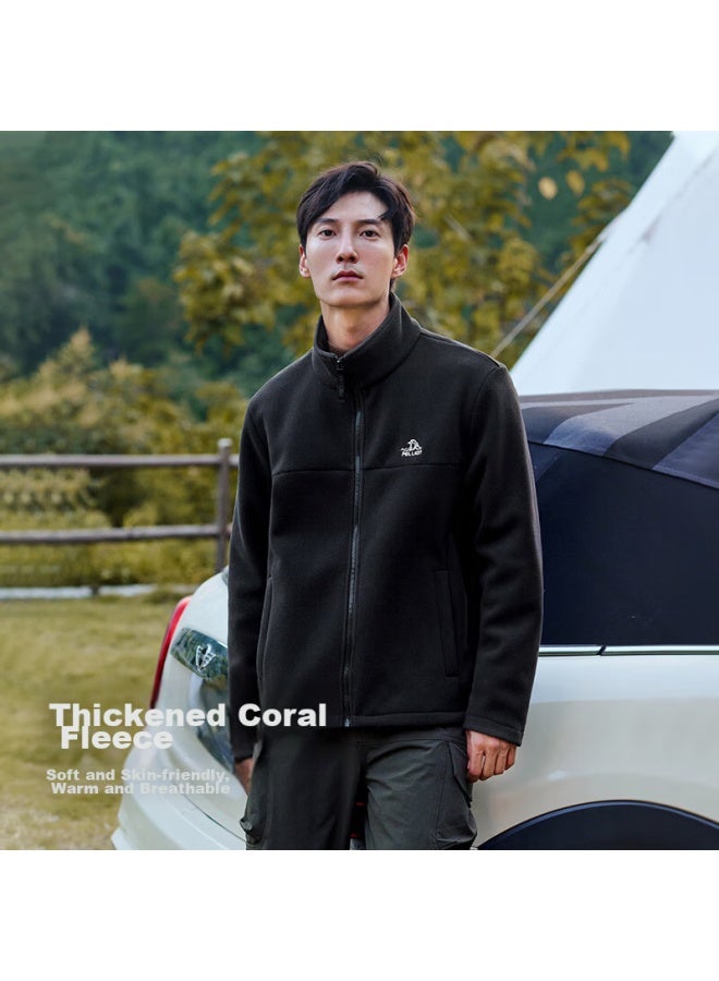 Pelliot Outdoor Fleece Jacket, Men's Spring Inner Liner, Stand-up Collar Cardigan Jacket, 115110021, Blue, Size L - Image 1