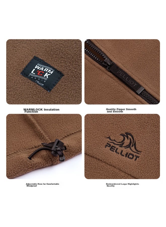 Pelliot Outdoor Fleece Jacket, Men's Spring Inner Liner, Stand-up Collar Cardigan Jacket, 115110021, Blue, Size L - Image 4