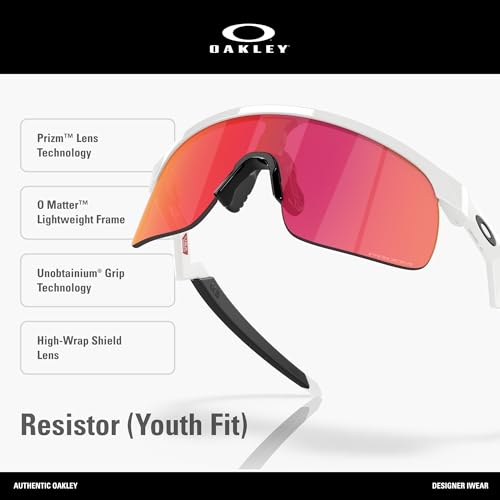OAKLEY Kids Resistor OJ9010 901004 23MM Polished White/Prizm Field Shield Junior Sunglasses for Boys+ Bundle Accessory Leash Kit, Microfiber Pouch - Image 4
