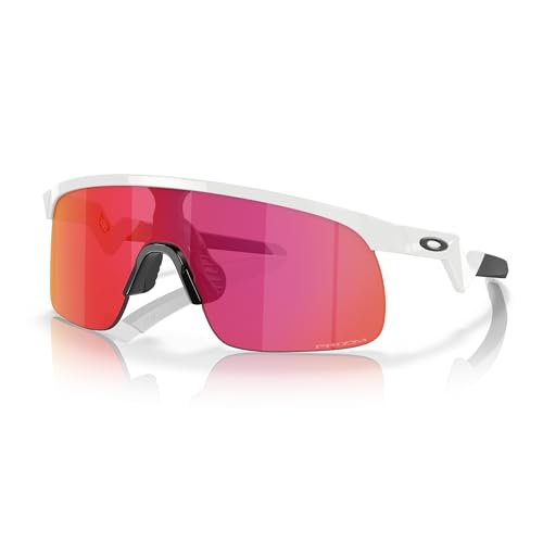 OAKLEY Kids Resistor OJ9010 901004 23MM Polished White/Prizm Field Shield Junior Sunglasses for Boys+ Bundle Accessory Leash Kit, Microfiber Pouch - Image 1