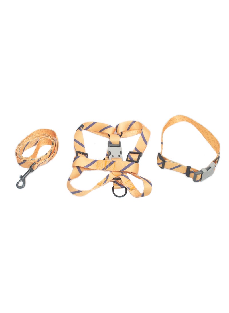 PL - طقم سرج وطوق ومقود للكلاب كبير - أصفر