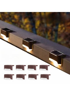 MIXDE 8-Piece Waterproof LED Solar Deck Light,Decor Solar Lights For Railing,Stairs,Fence,Post,Yard And Driveway,Brown  - Image 1