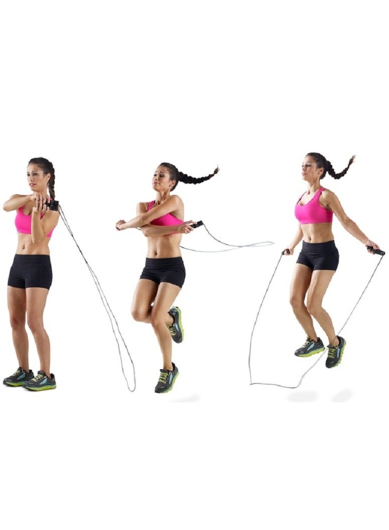 Generic Adjustable Jump Rope with Bearing Foam Handles Blue & Assorted Rope  - Image 3