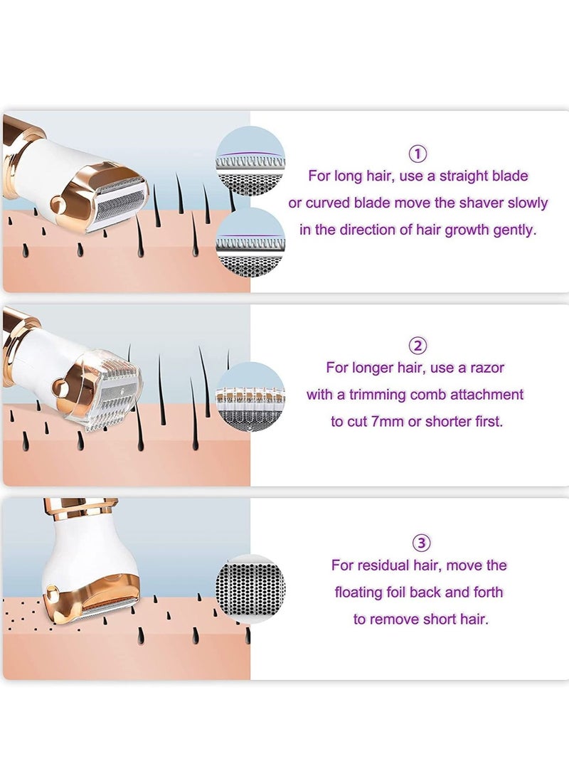 ماكينة حلاقة كهربائية للسيدات، ماكينة حلاقة كهربائية للسيدات 4 في 1 للحلاقة للسيدات للوجه والساقين والإبط، ماكينة تشذيب بيكيني محمولة وغير مؤلمة لإزالة الشعر الرطب والجاف - Image 3