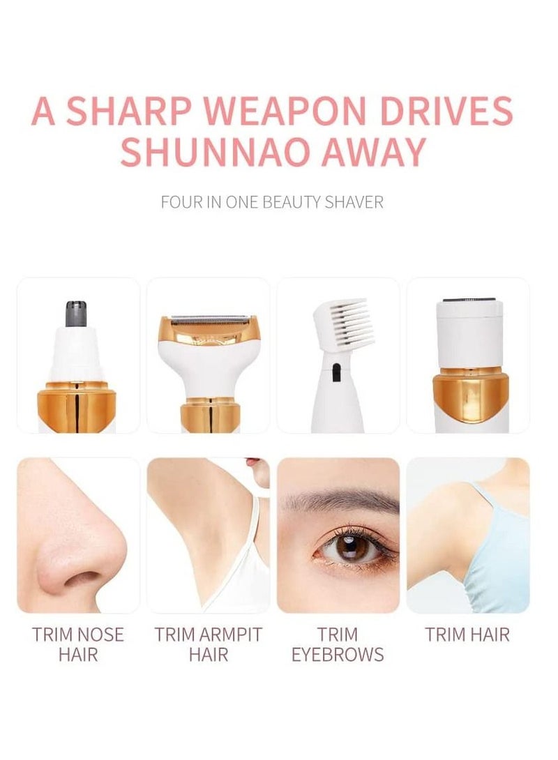 ماكينة حلاقة كهربائية للسيدات، ماكينة حلاقة كهربائية للسيدات 4 في 1 للحلاقة للسيدات للوجه والساقين والإبط، ماكينة تشذيب بيكيني محمولة وغير مؤلمة لإزالة الشعر الرطب والجاف - Image 2