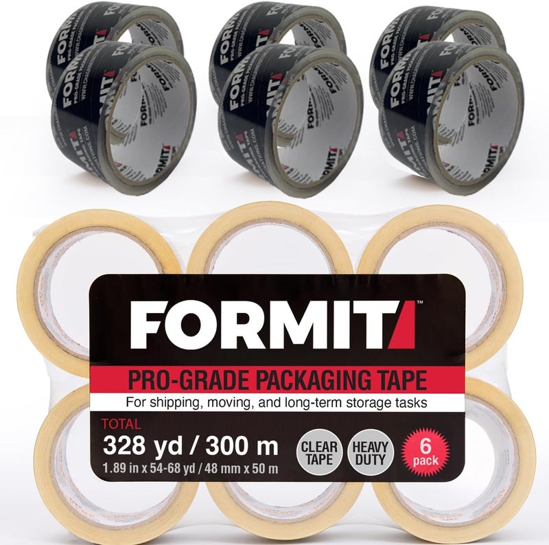 Tape Terror Professional-Grade Clear Packing Tape (6 Rolls) - Heavy Duty Tape for Packing, Moving Boxes, Shipping, Mailing, Storage, and More - Packaging & Shipping Supplies (48mm x 50m per Roll) - Image 1