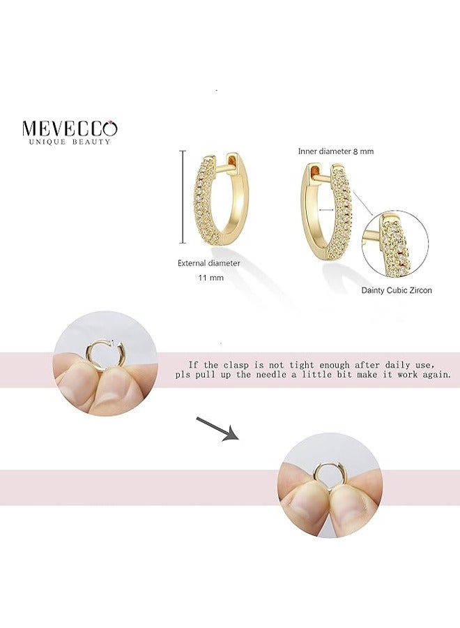 Mevecco Women Huggie Hoop Earrings Gold Ear Stud Cuff 14K Gold Filled Small Boho Beach Simple Delicate Handmade Hypoallergenic Jewelry Gift  - Image 3