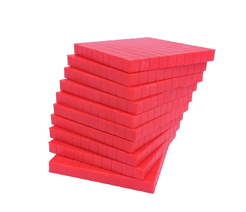 StepsToDo 130 Pieces Base Ten Blocks Kit. with Place Value Mats and Activity Booklet. Teaching Aid. Build Solid Foundation of Number Sense and Place Value. Place Value Blocks. (Red)(Without Cube) - Image 2