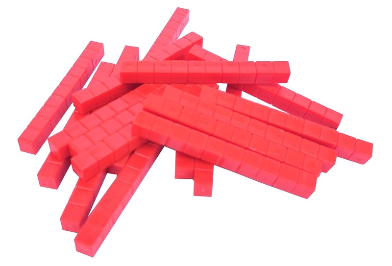 StepsToDo 130 Pieces Base Ten Blocks Kit. with Place Value Mats and Activity Booklet. Teaching Aid. Build Solid Foundation of Number Sense and Place Value. Place Value Blocks. (Red)(Without Cube) - Image 3