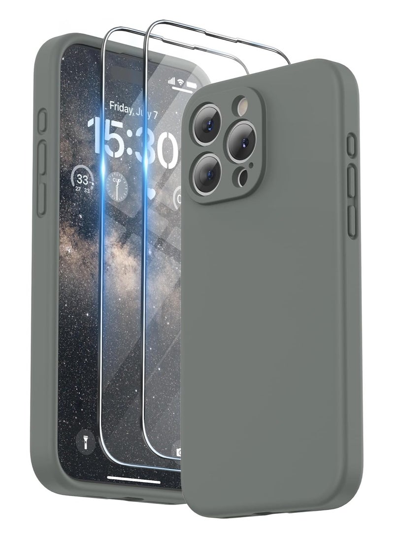 ELTRAZONE Design for iPhone 15 Pro Max Case, Liquid Silicone [2 x Screen Protectors & 1 x Lanyard] Protection for Each Lens Shockproof Cover for iPhone 15 Pro Max 6.7 inch 2023, Space Grey - Image 1
