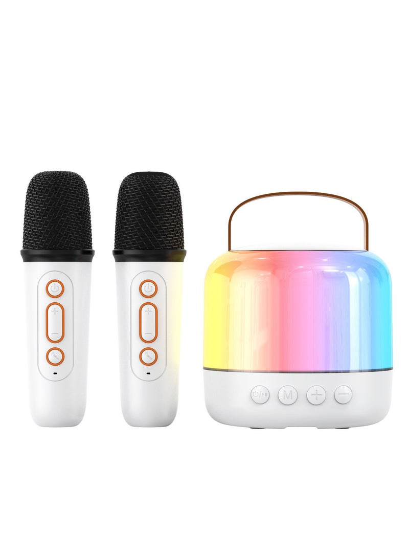 Family Karaoke Bluetooth Speaker, High Volume, Wireless Dual Mic, RGB Lights, Portable Audio System for Singing and Music 