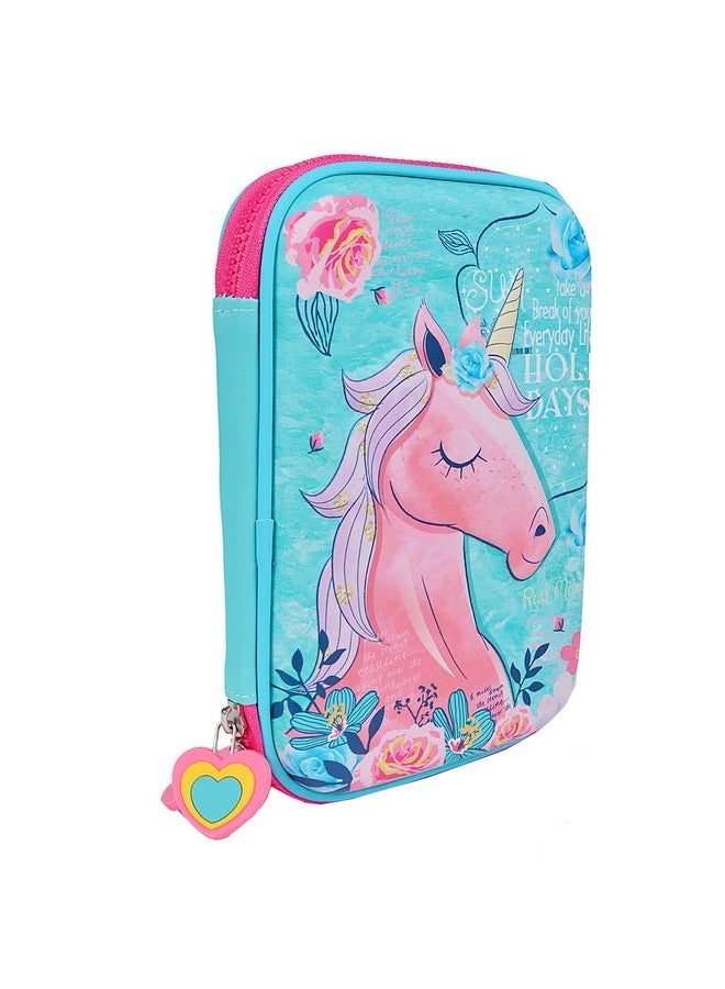ShopNGift ShopNGift Premium Stylish Unicorn 3D Print Large Capacity Hardtop EVA Pencil Case Organizer School Kids Girls Women Pen Holder Pouch Multipurpose (Blue) - Image 3