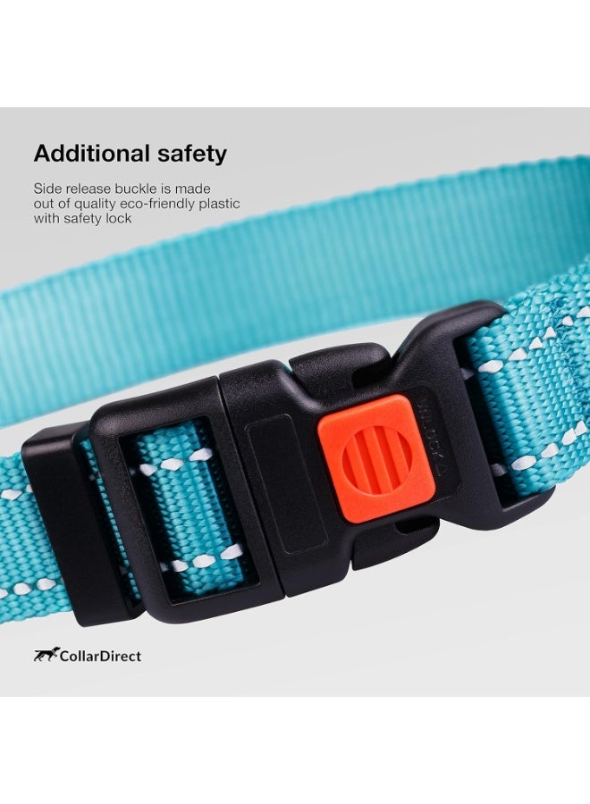 CollarDirect Reflective Dog Collar for a Small, Medium, Large Dog or Puppy with a Quick Release Buckle - Boy and Girl - Nylon Suitable for Swimming (14-18 Inch, Mint Green) - Image 3