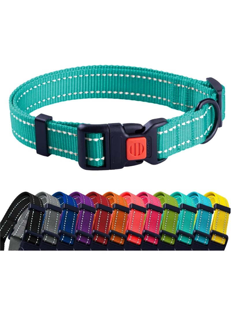CollarDirect Reflective Dog Collar for a Small, Medium, Large Dog or Puppy with a Quick Release Buckle - Boy and Girl - Nylon Suitable for Swimming (14-18 Inch, Mint Green) - Image 1