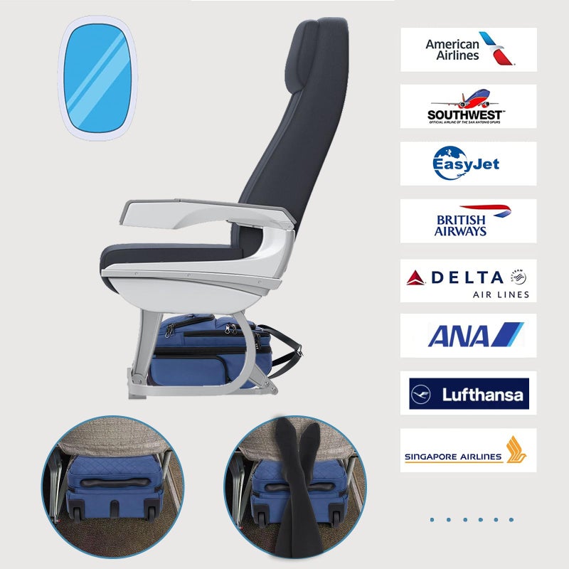 KROSER Carry On Underseat Multi-functional, 16-inch Underseater Lightweight Overnight Suitcase for Women, Haze Blue - Image 2