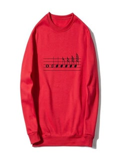 Music Notes Printed Sweatshirt Red