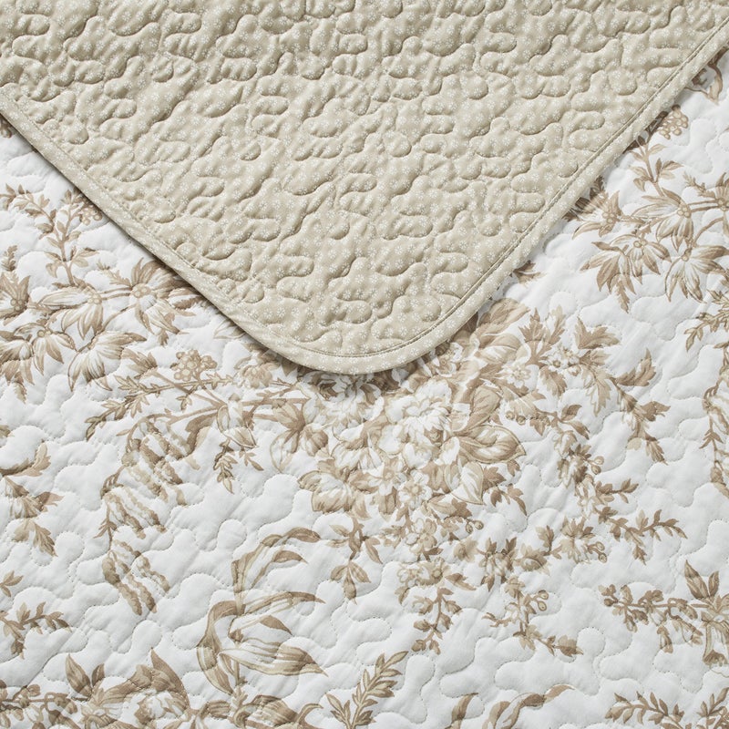 Laura Ashley - Queen Quilt Set, Reversible Cotton Bedding with Matching Shams, Home Decor for All Seasons (Bedford Mocha, Queen) - Image 3