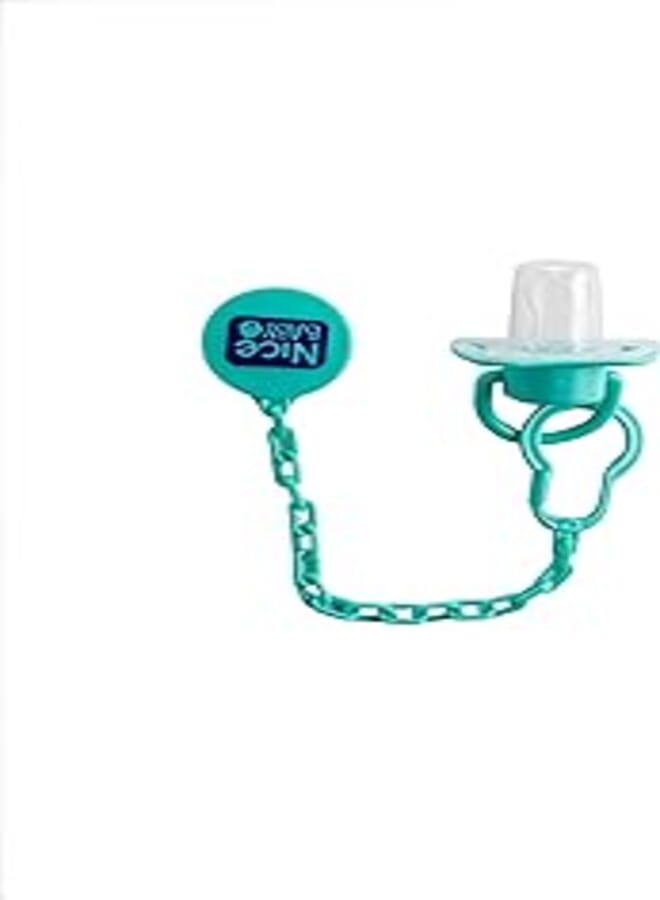 Nice Baby Pacifier Beveled With Chain Green