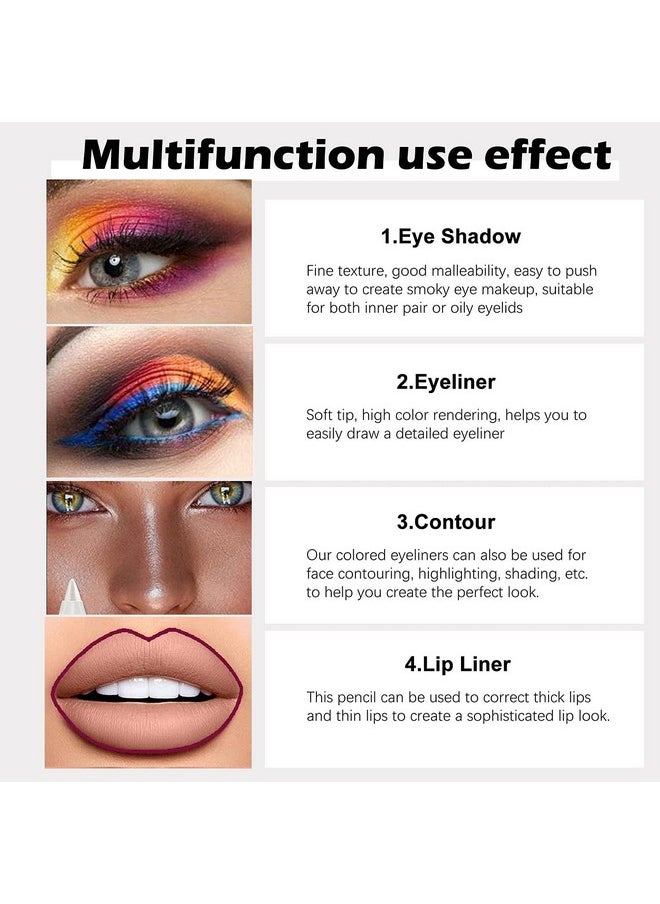 evpct - 6Pcs White Glitter Eyeliner Pencils Set Delineadores De Colores Para Ojos Lapiz Negro A Prueba De Agua Black Silver Blue Red Brown Metallic Colorful Liquid Eye Liners Waterproof - Image 1