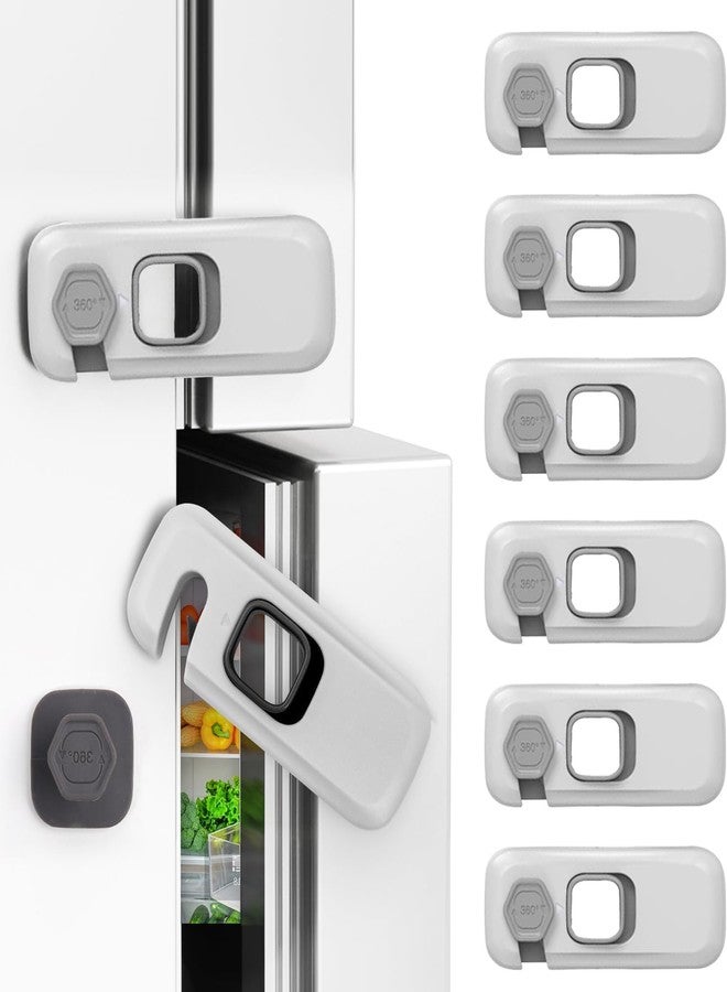 BLIXAR Fridge Locks for Children, Easy to Install Fridge Lock, Child Proof Cupboard Locks No Tools Need or Drill, Freezer Child Lock Apply to Max 1 inch(25mm) Sealing Strip (Grey, 6) - Image 1